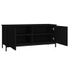 Meuble TV avec portes noir 102x35x45 cm bois d'ingénierie 