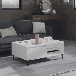 Table basse blanc 90x60x35 cm bois d'ingénierie 