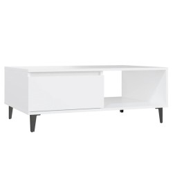 Table basse blanc 90x60x35 cm bois d'ingénierie 
