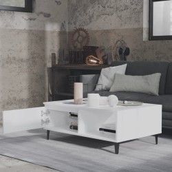 Table basse blanc 90x60x35 cm bois d'ingénierie 