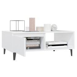 Table basse blanc 90x60x35 cm bois d'ingénierie 