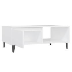 Table basse blanc 90x60x35 cm bois d'ingénierie 