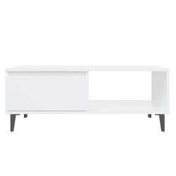 Table basse blanc 90x60x35 cm bois d'ingénierie 