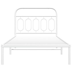 Cadre de lit métal sans matelas et tête de lit blanc 100x200 cm 