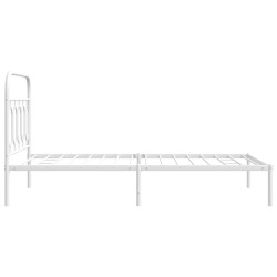 Cadre de lit métal sans matelas et tête de lit blanc 100x200 cm 