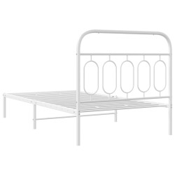 Cadre de lit métal sans matelas et tête de lit blanc 100x200 cm 