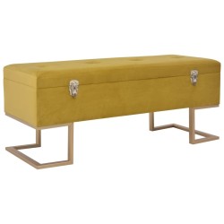 Banc avec compartiment de rangement 105 cm Moutarde Velours 