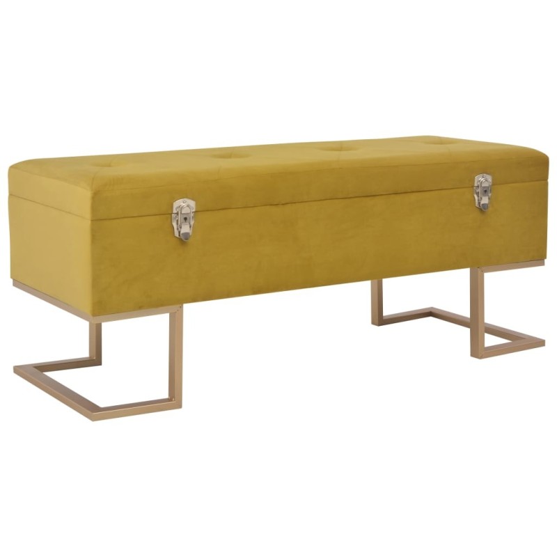 Banc avec compartiment de rangement 105 cm Moutarde Velours Banc avec compartiment de rangement 105 cm Moutarde Velours