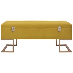 Banc avec compartiment de rangement 105 cm Moutarde Velours 