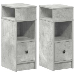 Tables de chevet 2 pcs avec tiroir gris béton 25x31x66 cm 