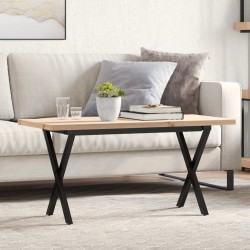 Table basse cadre en X 90x40x45,5cm bois de pin massif et acier 
