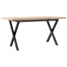 Table basse cadre en X 90x40x45,5cm bois de pin massif et acier 