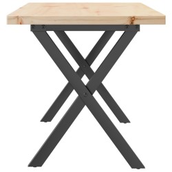 Table basse cadre en X 90x40x45,5cm bois de pin massif et acier 