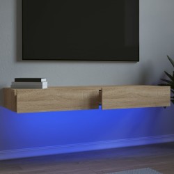 Meubles TV avec éclairage LED 2 pcs chêne sonoma 60x35x15,5 cm 