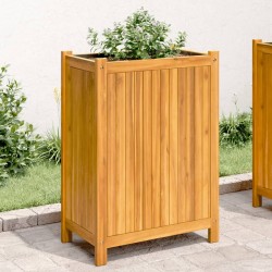 Jardinière avec doublure 31x31x75 cm bois massif d'acacia 