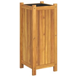 Jardinière avec doublure 31x31x75 cm bois massif d'acacia 