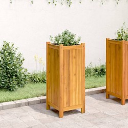 Jardinière avec doublure 31x31x75 cm bois massif d'acacia 