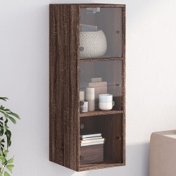 Armoire murale avec portes en verre chêne marron 35x37x100 cm 