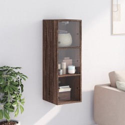 Armoire murale avec portes en verre chêne marron 35x37x100 cm 