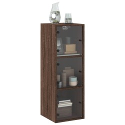 Armoire murale avec portes en verre chêne marron 35x37x100 cm 
