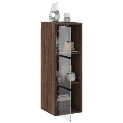 Armoire murale avec portes en verre chêne marron 35x37x100 cm 