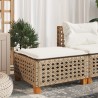 Tabouret de jardin et coussin beige 63,5x56x32cm résine tressée 