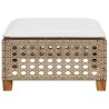 Tabouret de jardin et coussin beige 63,5x56x32cm résine tressée 