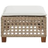 Tabouret de jardin et coussin beige 63,5x56x32cm résine tressée 