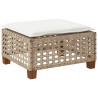 Tabouret de jardin et coussin beige 63,5x56x32cm résine tressée 