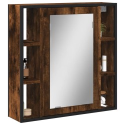 Armoire à miroir de salle de bain chêne fumé bois d’ingénierie 