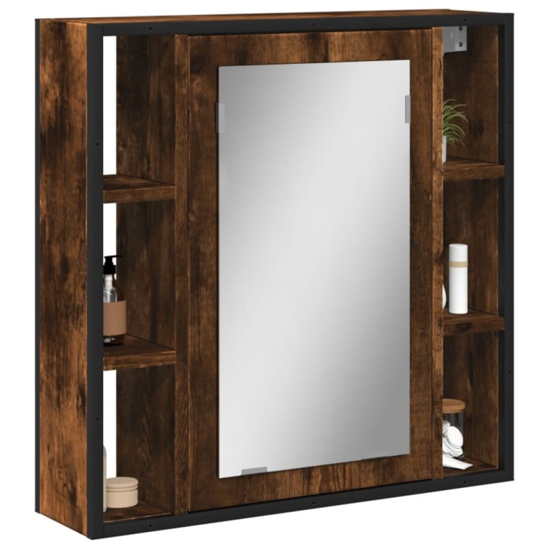 Armoire à miroir de salle de bain chêne fumé bois d’ingénierie 