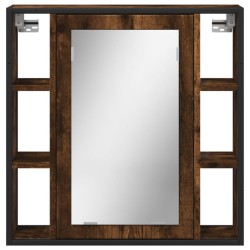 Armoire à miroir de salle de bain chêne fumé bois d’ingénierie 