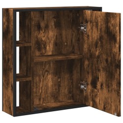 Armoire à miroir de salle de bain chêne fumé bois d’ingénierie 