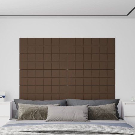 Panneaux muraux 12 pcs Marron 90x30 cm Tissu 3,24 m² 