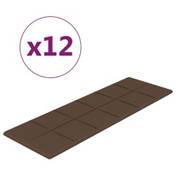 Panneaux muraux 12 pcs Marron 90x30 cm Tissu 3,24 m² 