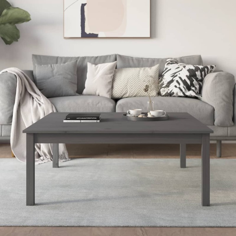 Table basse Gris 100x100x40 cm Bois massif de pin 