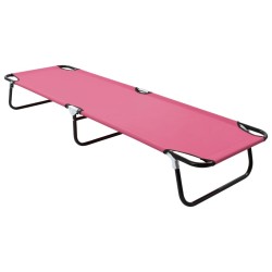 Chaise longue pliable acier rose 