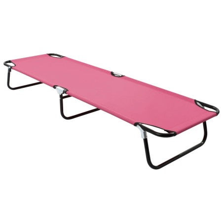 Chaise longue pliable acier rose 