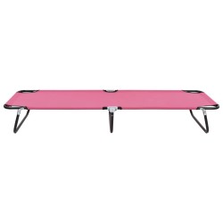 Chaise longue pliable acier rose 