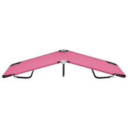 Chaise longue pliable acier rose 