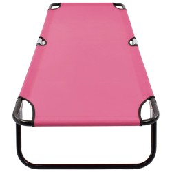 Chaise longue pliable acier rose 