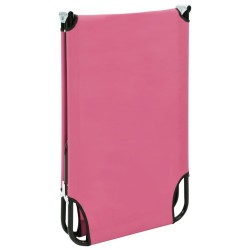 Chaise longue pliable acier rose 