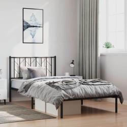Cadre de lit métal sans matelas avec tête de lit noir 100x200cm 