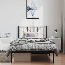 Cadre de lit métal sans matelas avec tête de lit noir 100x200cm 