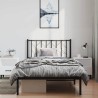 Cadre de lit métal sans matelas avec tête de lit noir 100x200cm 