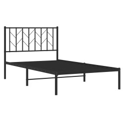 Cadre de lit métal sans matelas avec tête de lit noir 100x200cm 