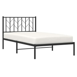 Cadre de lit métal sans matelas avec tête de lit noir 100x200cm 