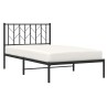 Cadre de lit métal sans matelas avec tête de lit noir 100x200cm 