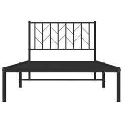 Cadre de lit métal sans matelas avec tête de lit noir 100x200cm 