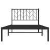 Cadre de lit métal sans matelas avec tête de lit noir 100x200cm 